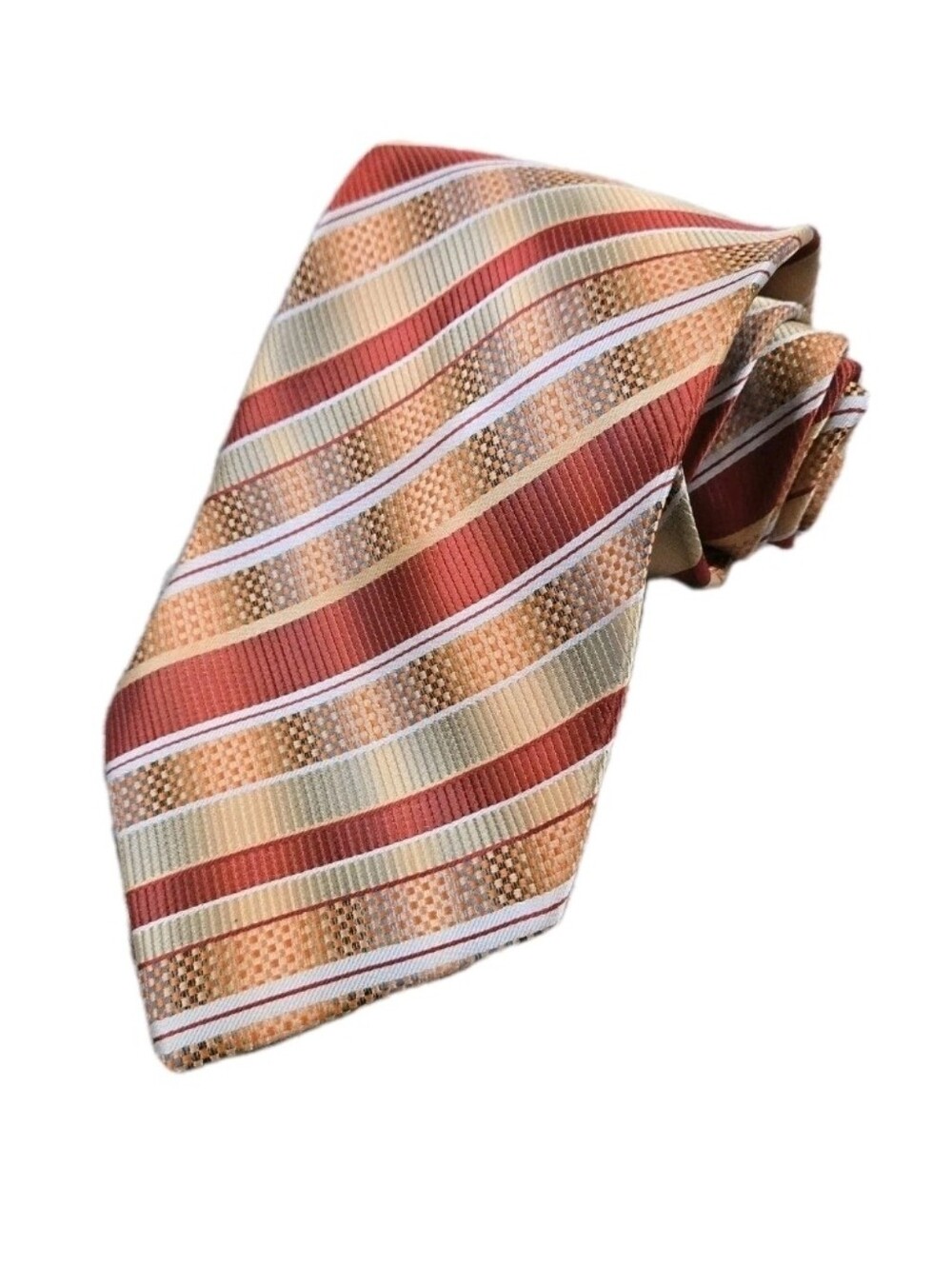 Borrelli Tie Striped Patterned Rust Orange White Polyester Corporate Wedding
